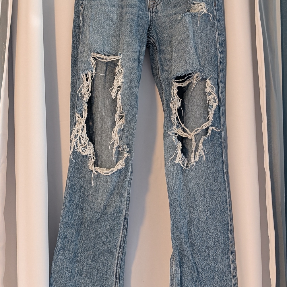 Aeropostale Ripped Blue Flare Jeans